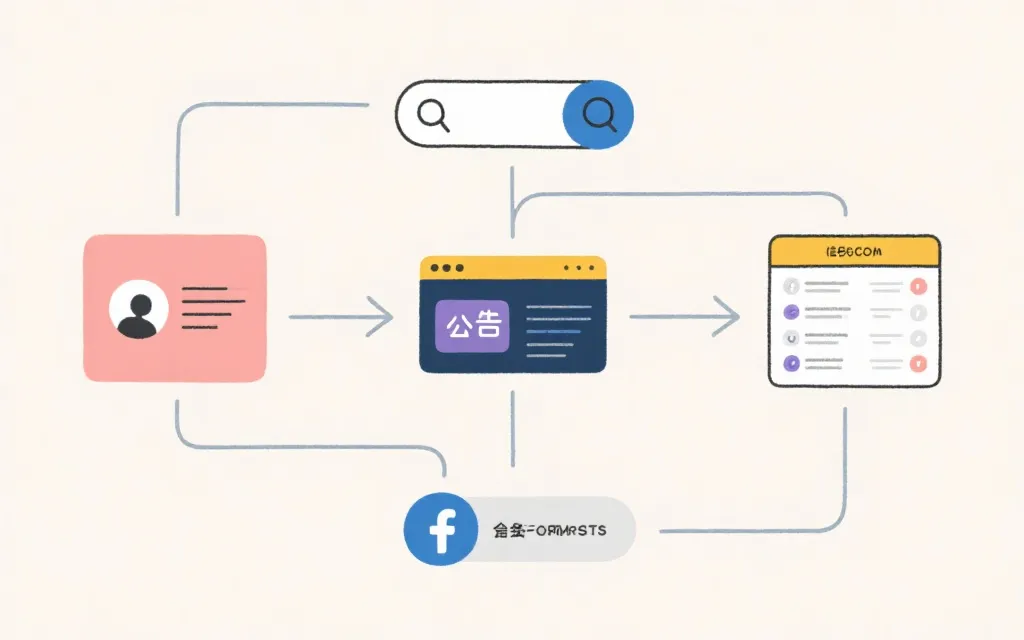 分步骤的观赛信息核验流程图风格画面，包含搜索、官网核对、节目单、备选方案